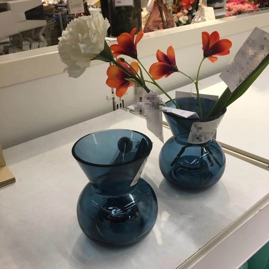 文創兩用玻璃花器擺飾 燭台花瓶 深海藍玻璃燭台單只花瓶布置擺飾品 台灣出貨