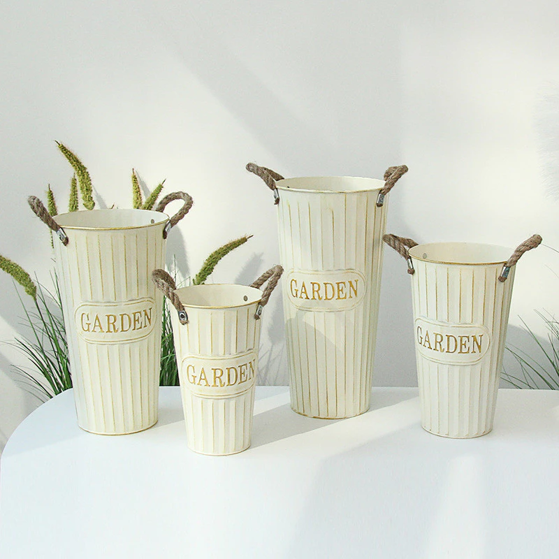 復古做舊鐵藝花桶 鮮花店插花桶 家用花器 台灣出貨