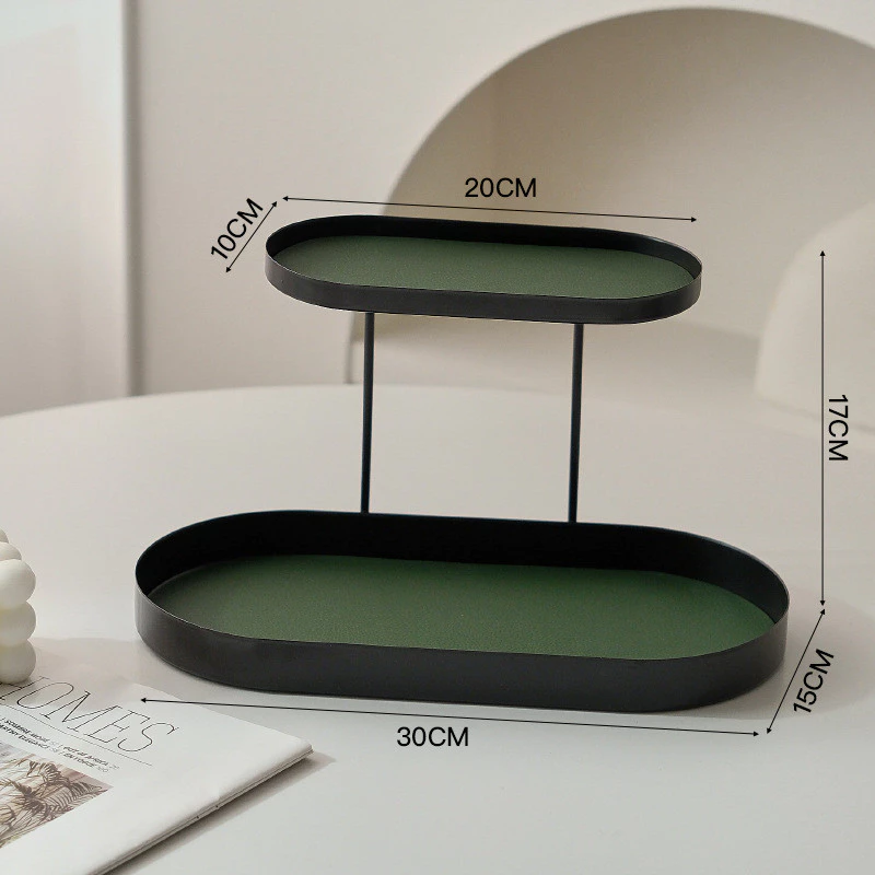 檯面整理術 化妝品收納盒 香薰桌面托盤 洗漱臺梳妝台 玄關鑰匙置物鐵製雙層架 台灣出貨