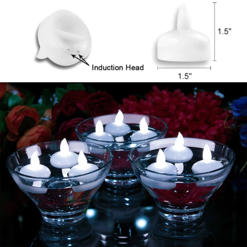 遇水即亮仿真蠟燭 無燄水上漂防水LED蠟燭 SPA淋浴水上裝飾蠟燭燈 婚禮蠟燭 暖黃閃 台灣出貨