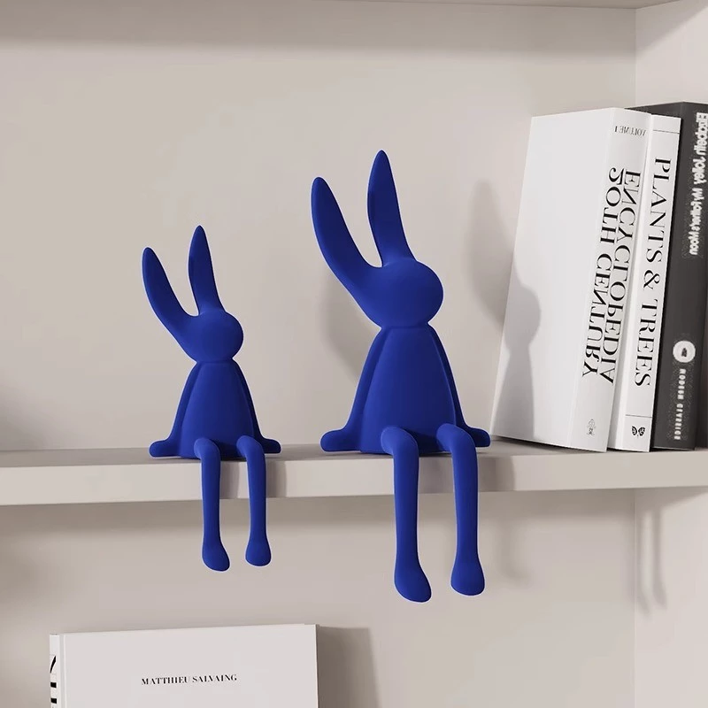 絲滑植絨坐姿長腳兔擺件 台灣出貨