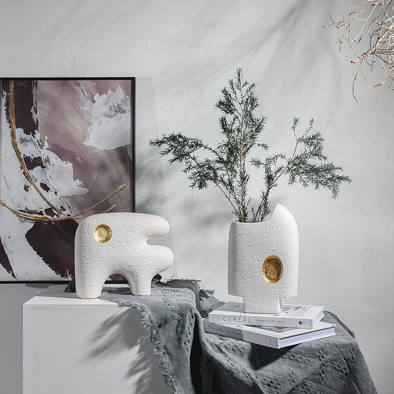 陶瓷花瓶北歐現代簡約家居飾品擺件樣板房客廳幹花鮮花插花花器