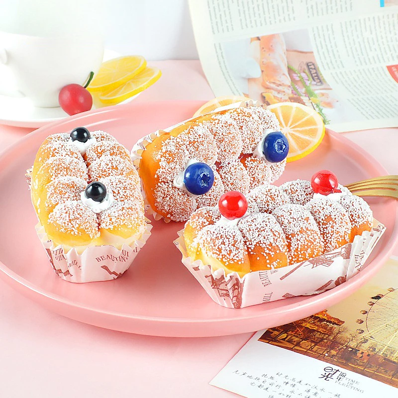 仿真法式奶油PU麵包小蛋糕 内置磁铁 橱窗展示擺件 仿真紙杯蛋糕模型道具 台灣出貨