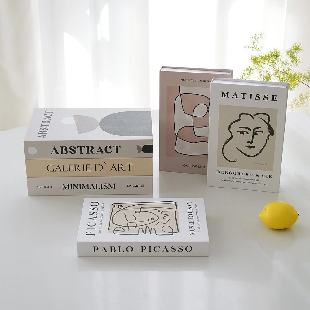 ins風折疊裝飾書樣品屋抽象線條假書擺飾道具書 台灣出貨