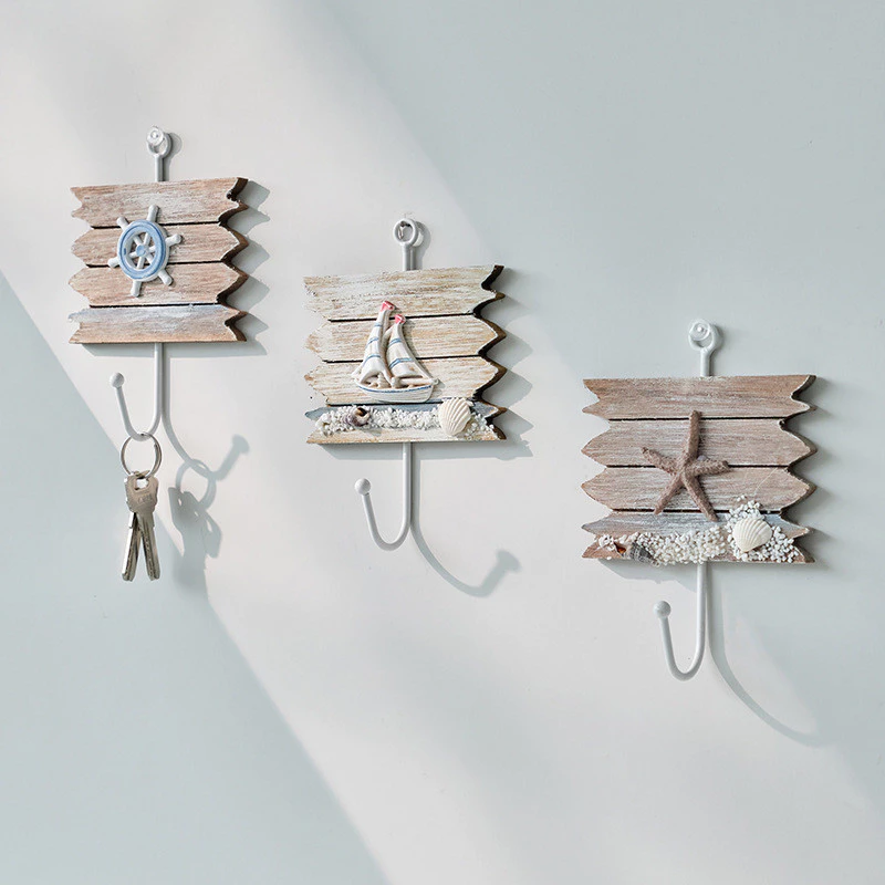 地中海風木質掛勾 衣帽鐵藝掛勾 壁掛置物架掛衣勾牆壁裝飾品 台灣出貨