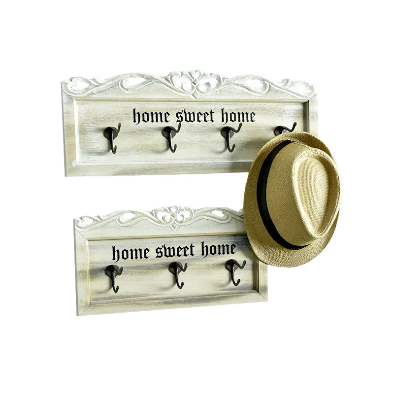 鄉村風 美式掛鉤 復古實木質雕花 店鋪裝修飾 牆壁掛鈎 衣帽鉤 台灣出貨