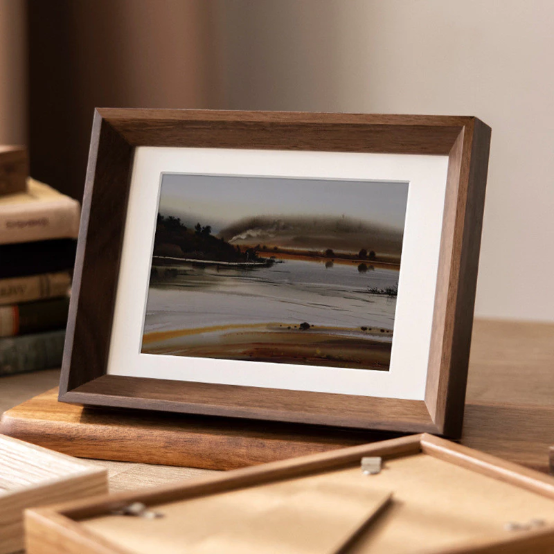 簡約設計感木紋相框擺台照片裱框A3 A4 6吋 7吋 8吋洗相片做成相框擺飾書法字畫框台灣出貨