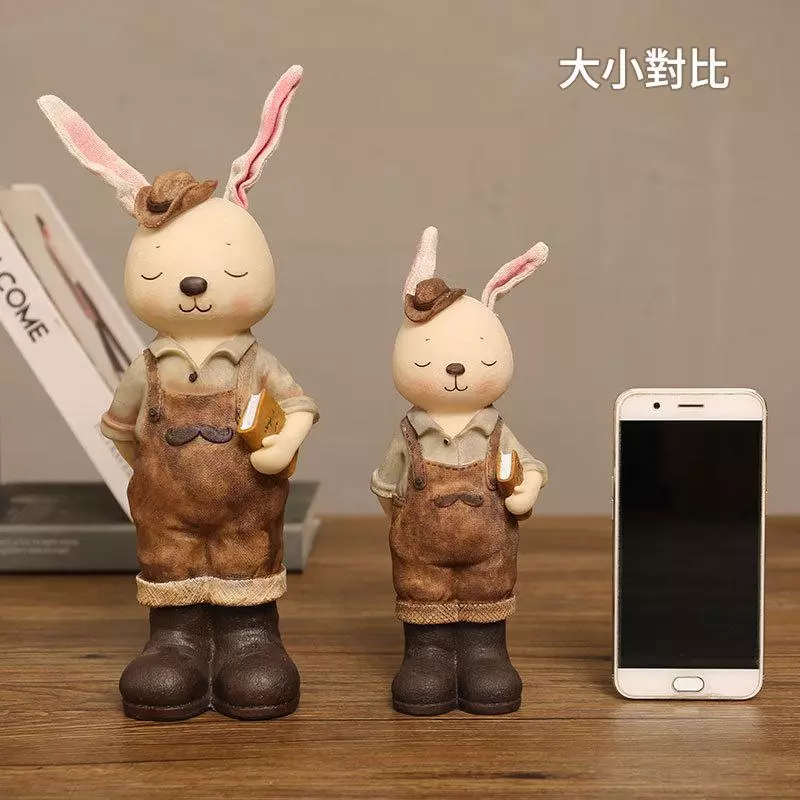 森林系童話兔子一家存錢筒儲蓄罐擺飾布置樹脂擺件復活節禮物投幣節日禮品 台灣出貨