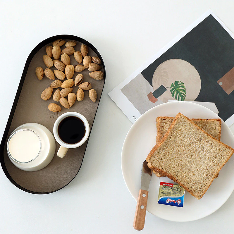 北歐風格鐵藝收納盤 ins風桌面收纳盒 橢圓形鑰匙托盤 玄關收纳架 台灣出貨