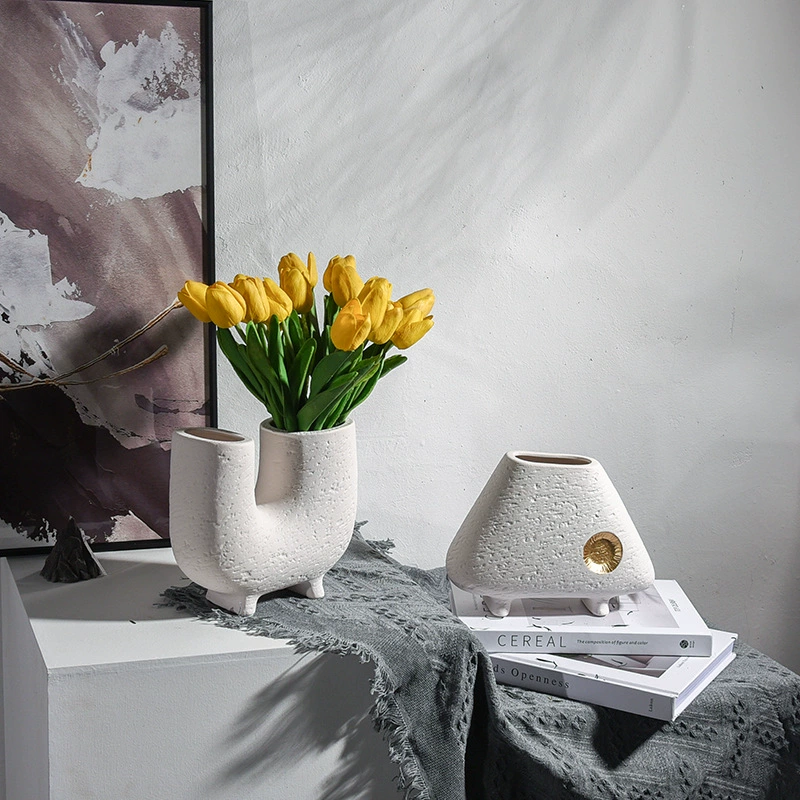 陶瓷花瓶北歐現代簡約家居飾品擺件樣板房客廳幹花鮮花插花花器