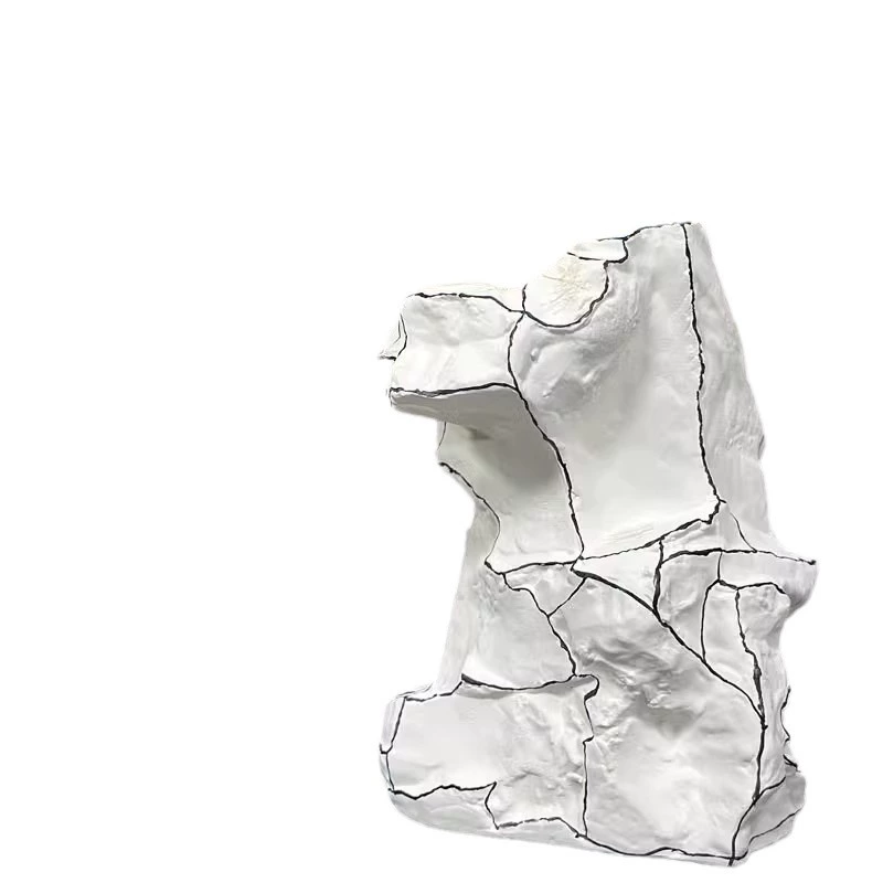 現代極簡輕奢幾何白色線條花器造型花瓶藝書房桌面家居裝飾品擺件