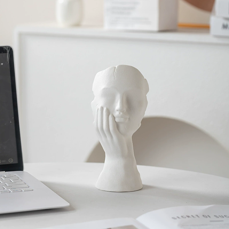 跨境歐式簡約陶瓷人像花瓶磨砂水培幹花器家居擺件裝飾創意花瓶