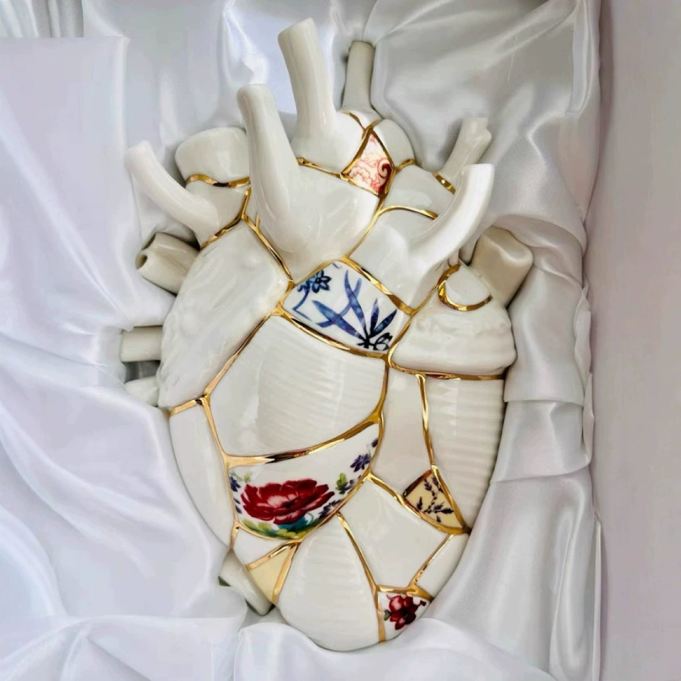 義大利心動花瓶陶瓷心臟花瓶桌面裝飾擺件情人節禮物禮盒裝