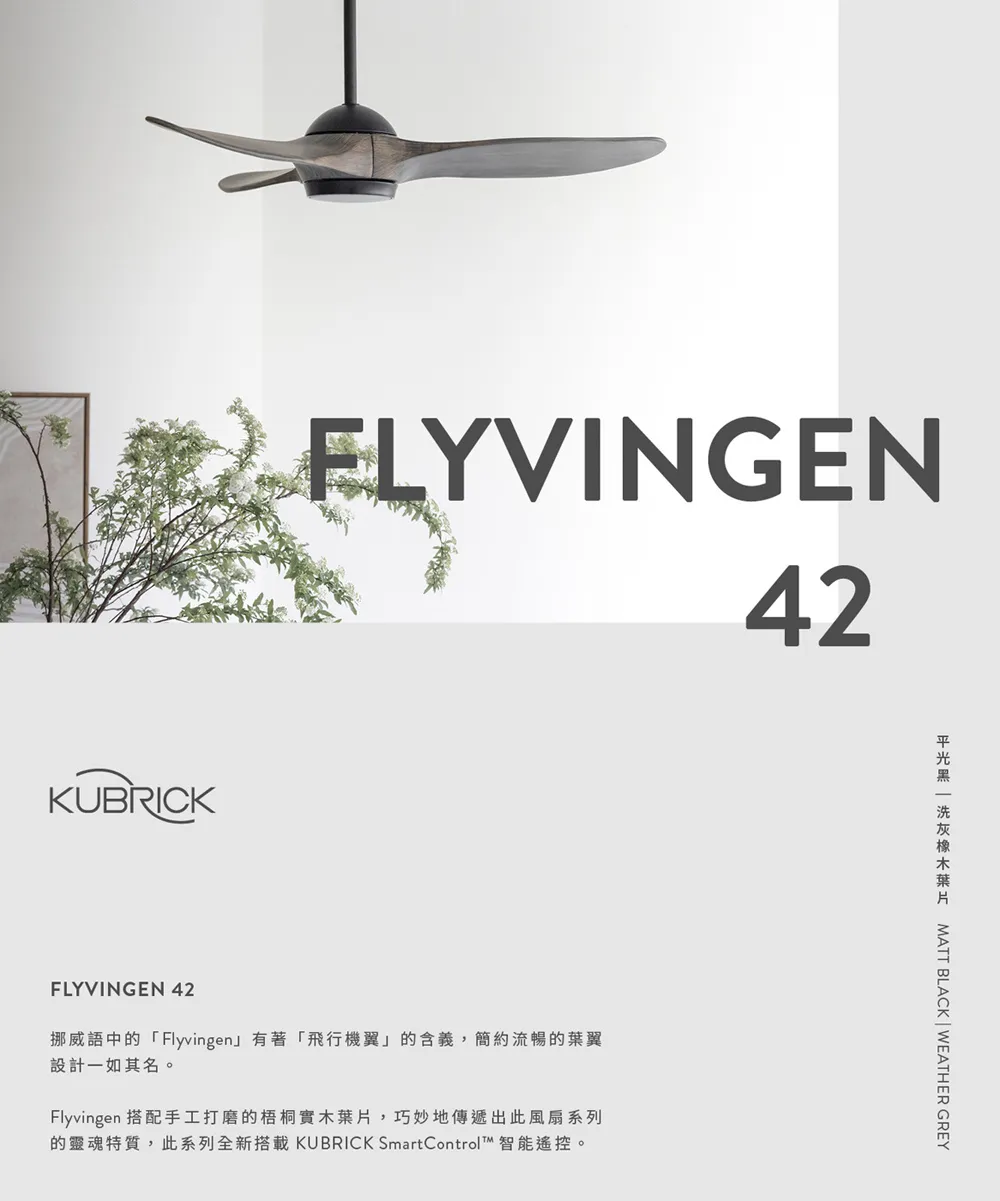 台灣製酷必客 42吋DC吊扇附 LED15W 三色變光 可APP智能控制 附遙控器 42HSA-L-W平光白 42HSA-L-B平光黑