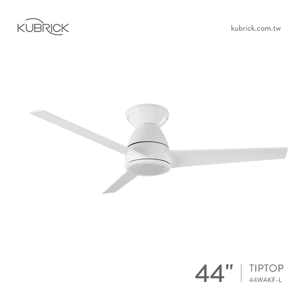 台灣製酷必客 KUBRICK TIPTOP系列 44吋 DC吊扇 附 LED13W 黃光  附遙控器  44WAKF-L-B平光黑 44WAKF-L-W平光白