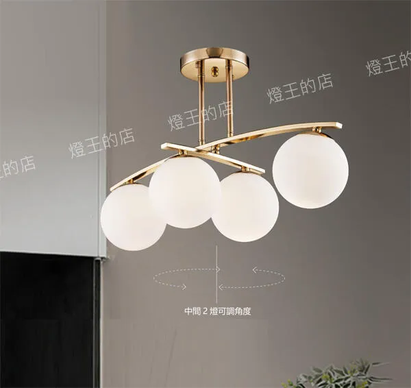 柏拉圖 設計師新款 半吸頂燈4燈/5燈 客廳燈 餐廳燈 吧檯燈 中間2燈可調角度 4燈C59-22/4  5燈C59-22/5