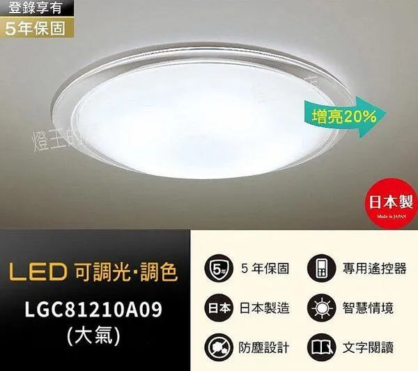 國際牌 LED70.6W 大氣調光色吸頂燈 保固五年 LGC81210A09 