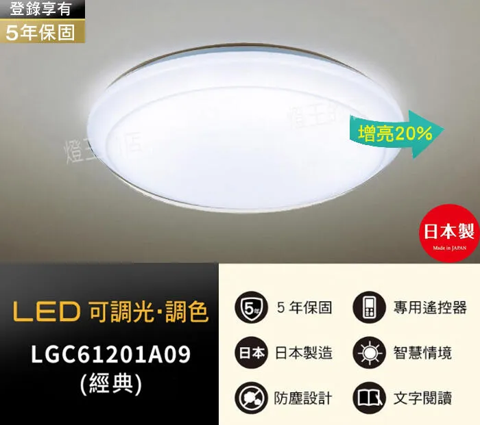 國際牌LED 42.5W 調光色吸頂燈  經典增量版  LGC61201A09 保固五年 