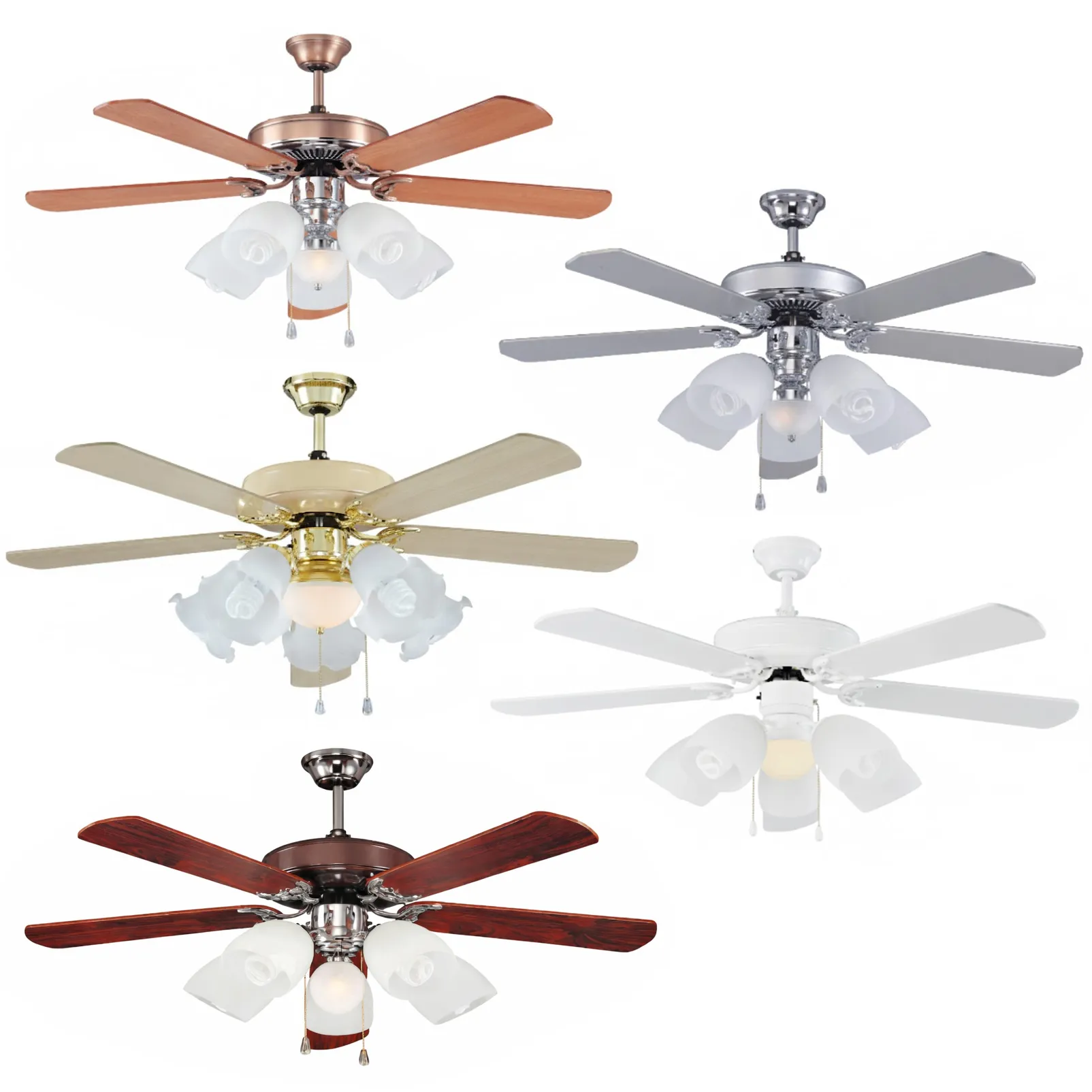 領航者 台灣製吊扇 52吋 吊扇+吊扇燈 紅古銅AS-32273+燈 大豆黃AS-32275+燈 香檳銀AS-32277+燈 珍珠白AS-32279+燈 胡桃木AS-32281+燈 