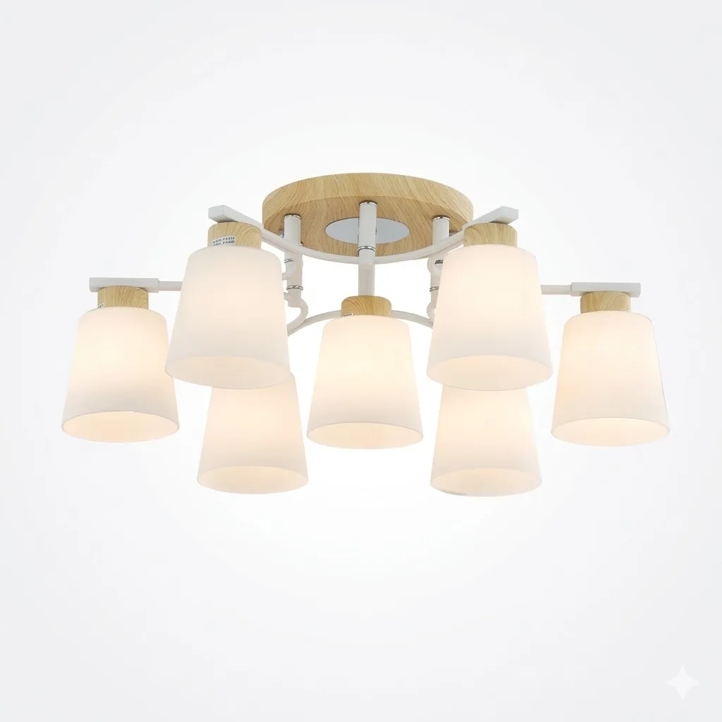 布拉格 半吸頂燈6+1燈 客廳 房間 餐廳燈　11267/C6+1