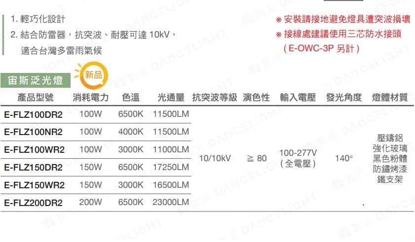 舞光 LED 100W/150W/200W 宙斯泛光燈 防水戶外投射燈 投光燈 E-FLZ100/E-FLZ150/E-FLZ200