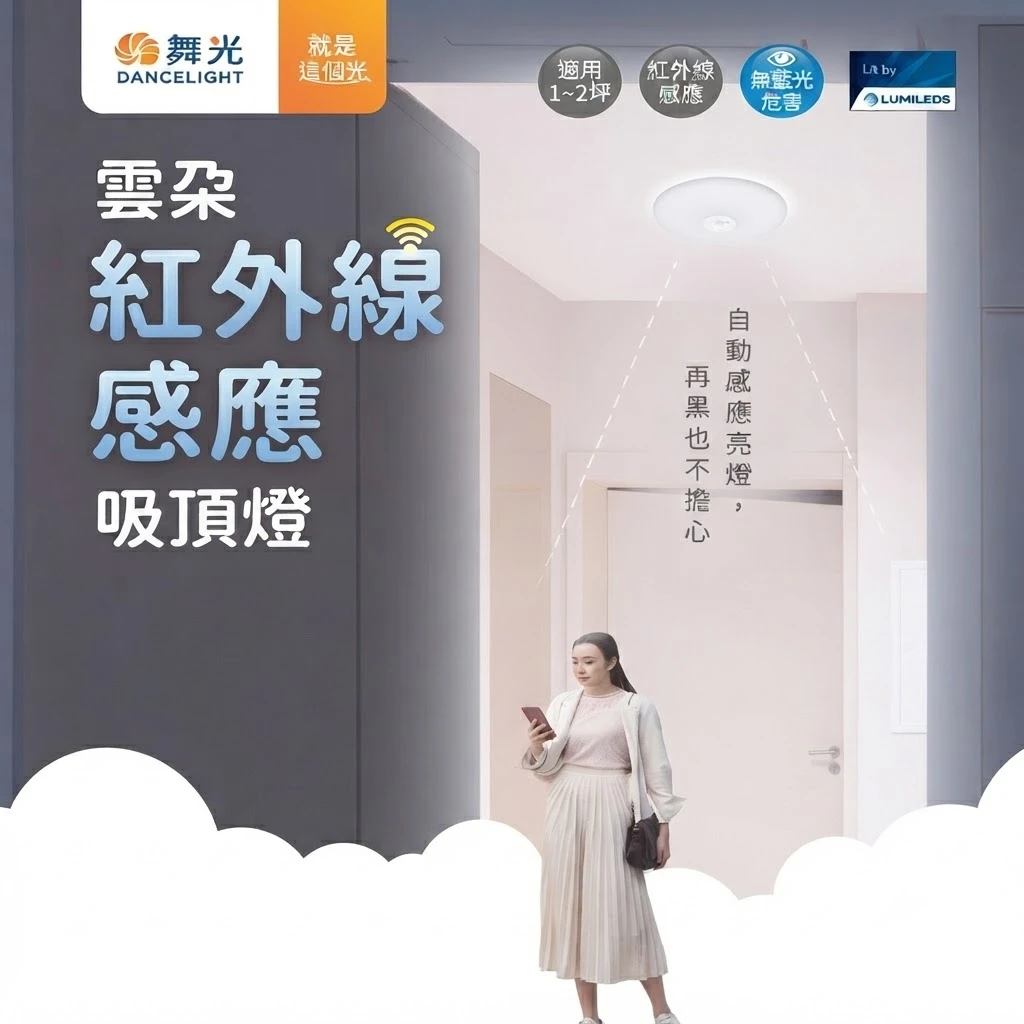 舞光 LED16W 雲朵紅外線室內感應吸頂燈 可切換調整日夜模式 白光LED-CEN16DIS 自然光LED-CEN16NIS 黃光LED-CEN16WIS