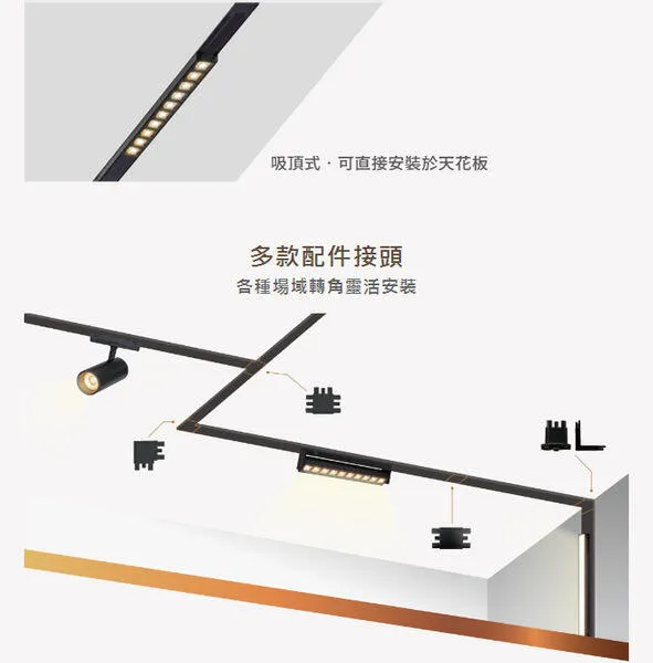 舞光 LED 拉斐爾磁吸系列專用 軌道/接頭/電源線 超薄磁吸軌道 D-UTMT
