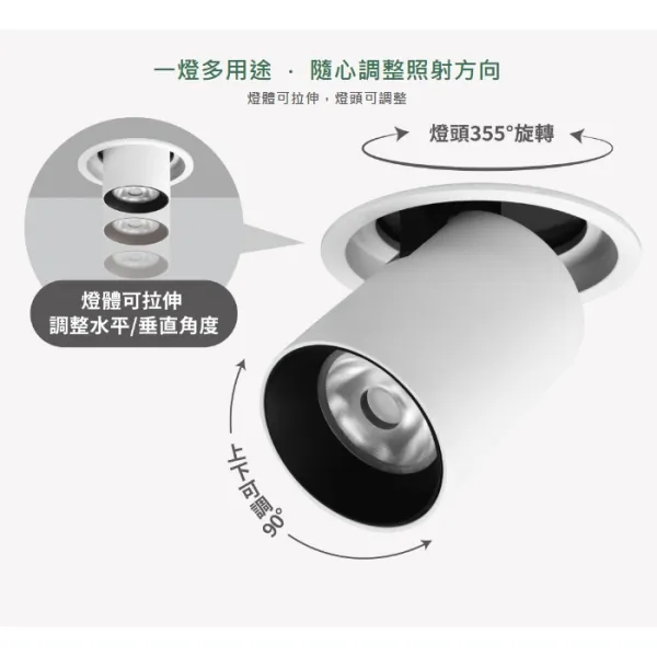 舞光 LED 12W 拉伸崁燈 可轉角崁燈 崁入孔9公分 白光/自然光/黃光 D-9DOE12
