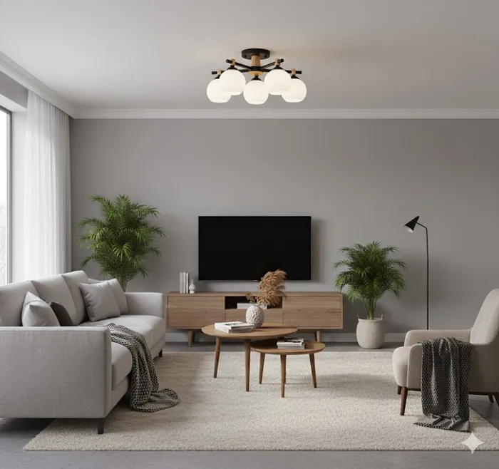 維也納 半吸頂5+1燈 客廳燈 餐廳燈 房間燈 22223