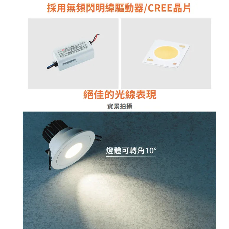舞光  LED 12W 晶鑽石崁燈 崁入孔9.5公分 可轉角10度 柔光不刺眼 LED-25101