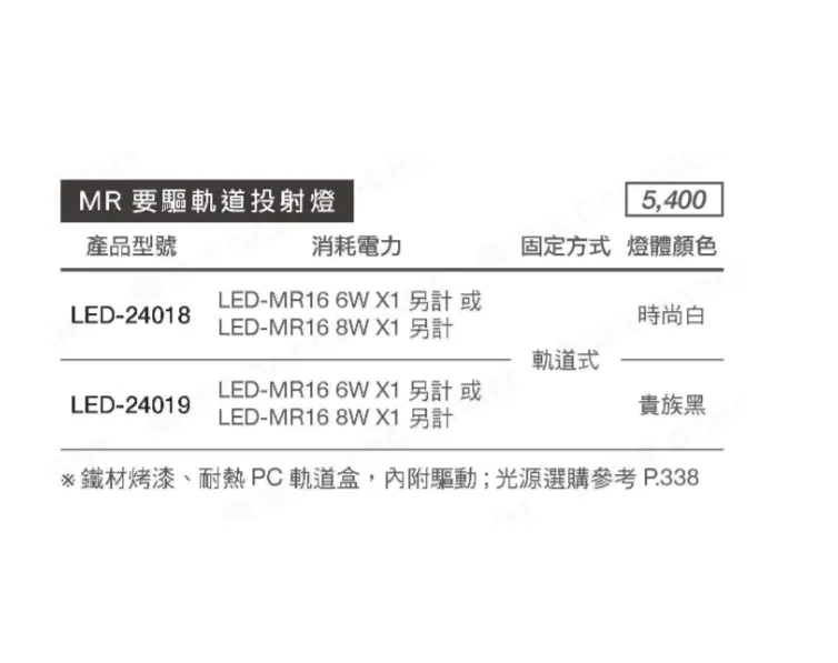 舞光 MR16 要驅軌道投射燈 白框黑框 LED-24018 LED-24019 