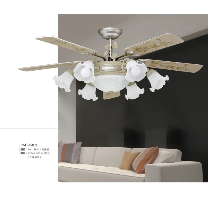 啄木鳥 台灣製 60吋吊扇+燈具6+2燈 IC 附遙控器 PAC-69071