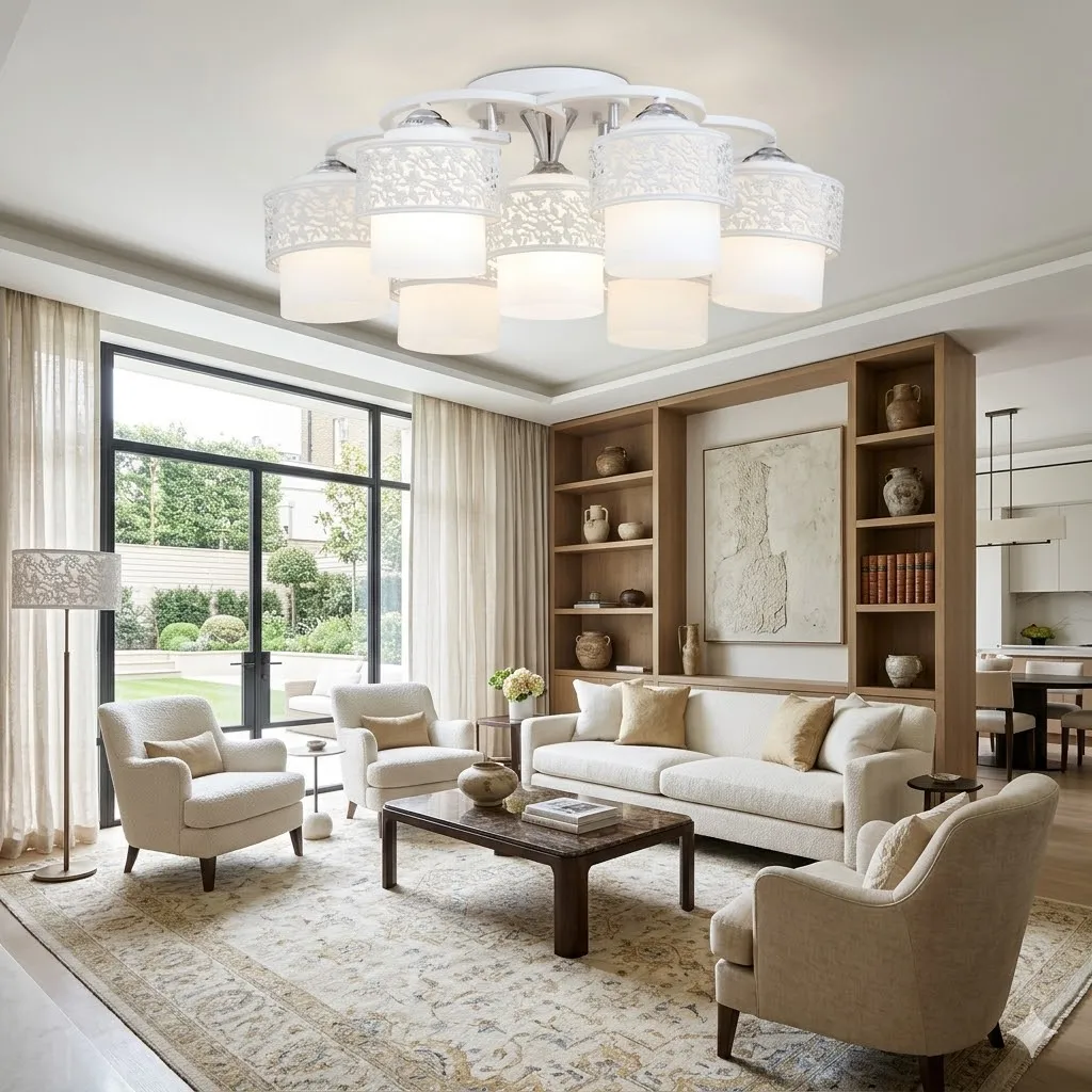 布拉格 半吸頂燈6+1燈 客廳 房間 餐廳燈　10611/6+1