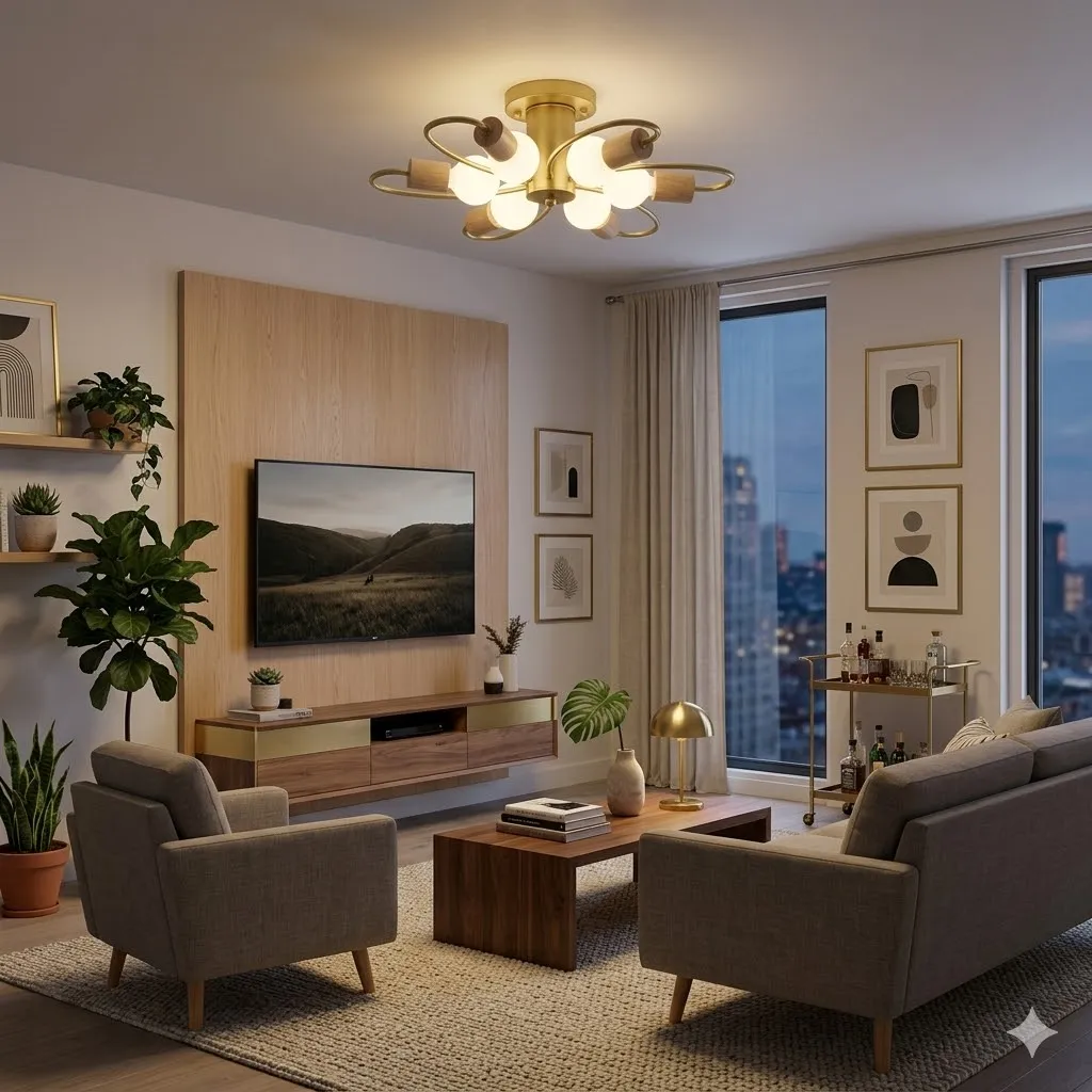 燈時代   半吸頂燈6燈 061-1014 客廳 房間 餐廳