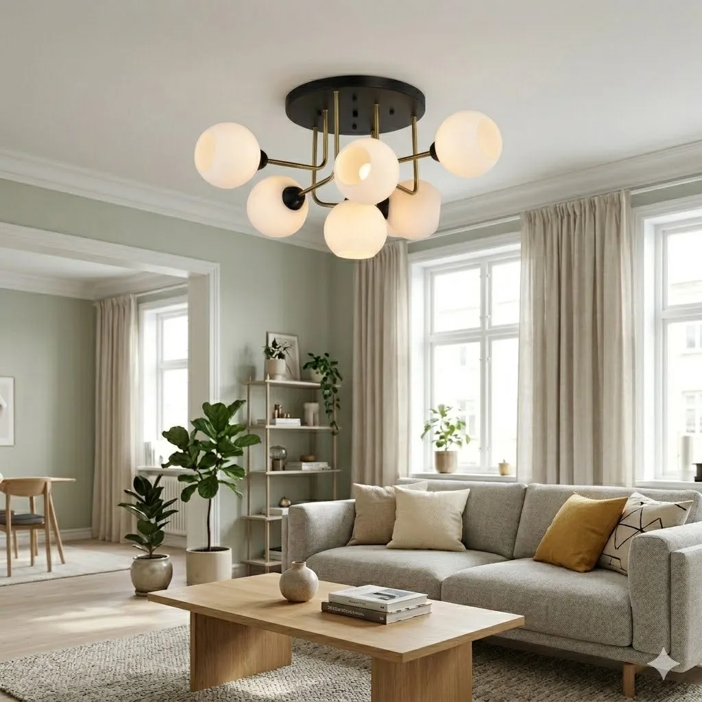 燈時代   半吸頂燈6+1燈 061-1075  附IC可分段 客廳 房間 餐廳