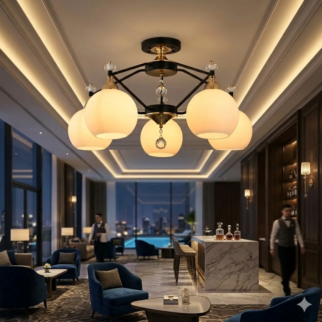 燈時代   半吸頂燈5燈 061-0720 客廳 房間 餐廳