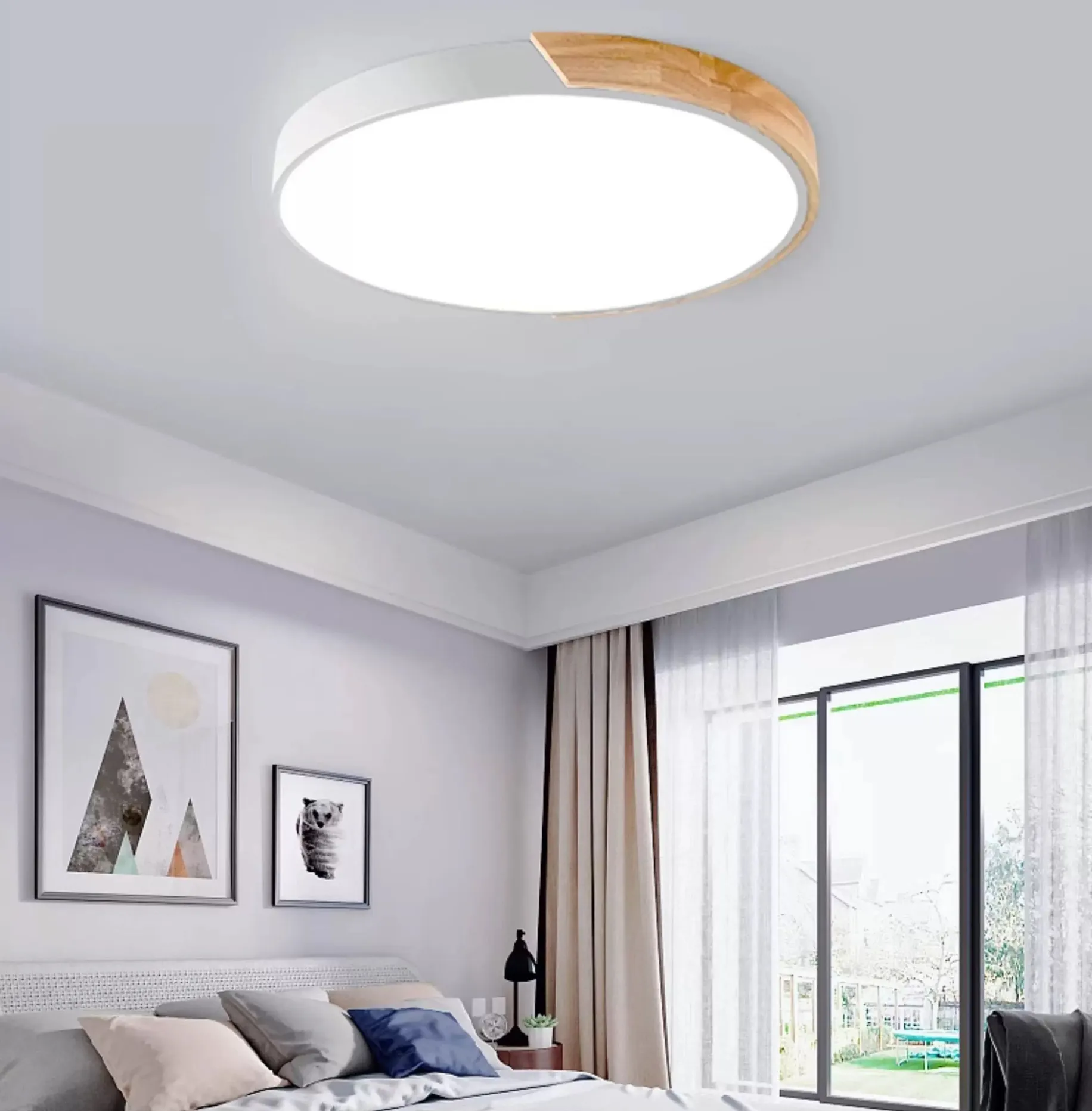 柏拉圖 北歐風 48W LED吸頂燈 附遙控器可調光調色 房間燈 客廳燈 餐廳燈 C0059-48W-B黑色  C0059-48W-W白色  C0059-48W-P粉紅色 C0059-48W-Y黃色