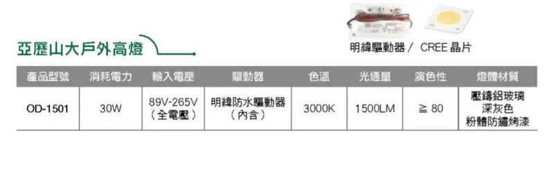 舞光 LED 30W 亞歷山大戶外燈 庭園燈 草皮燈 明緯防水驅動器 OD-1501大型燈具不適用免運活動