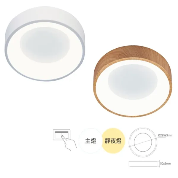 舞光 LED 24W 嫦娥壁切吸頂燈 (D-CEC24SW) 二段壁切 無藍光危害 白框/木紋框