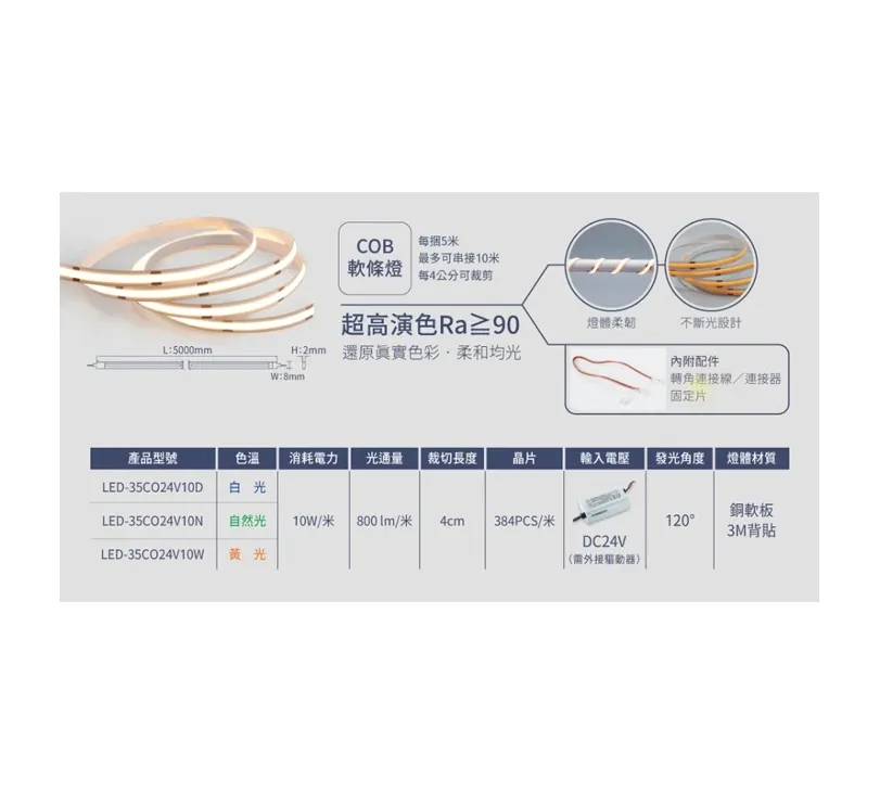 舞光 低壓室內 COB軟條燈(LED-35CO24V10)完美超薄 無光斑 高演色性 燈條 燈帶 線條燈