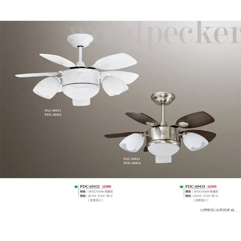 啄木鳥 台灣製 35吋DC吊扇+燈具附遙控器 PDC-69422  PDC-69432  PDC-69434
