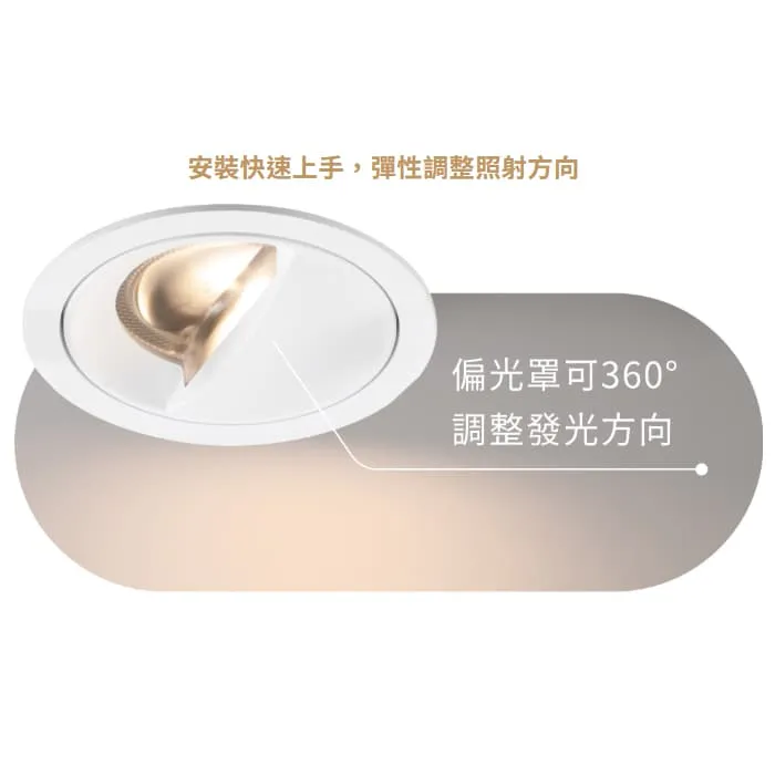 舞光 LED 12W 偏光洗牆崁燈 崁入孔7.5公分 偏光罩可360°調整發光方向 D-7DOW12