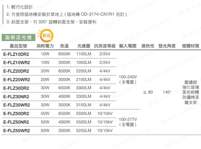 舞光 LED 10W/20W/30W/50W 宙斯泛光燈 防水戶外投射燈 投光燈 E-FLZ10/E-FLZ20/E-FLZ30/E-FLZ50