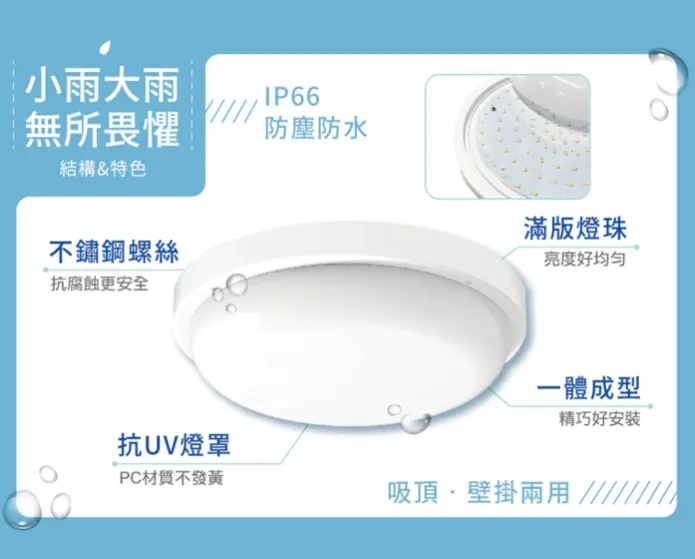 舞光 LED 10W16W 防水膠囊壁燈/吸頂燈 (OD-WL10 /OD-CE16) IP66白光/黃光