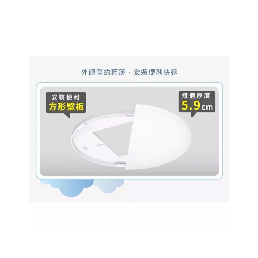 舞光雲朵 LED 50W 3段壁切調光吸頂燈 超薄設計 附快速接頭 LED-CEN50SW