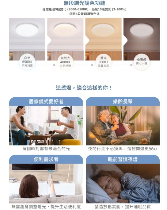 舞光 LED 30W 雲朵遙控調光調色吸頂燈 D-CEN30DM 附遙控