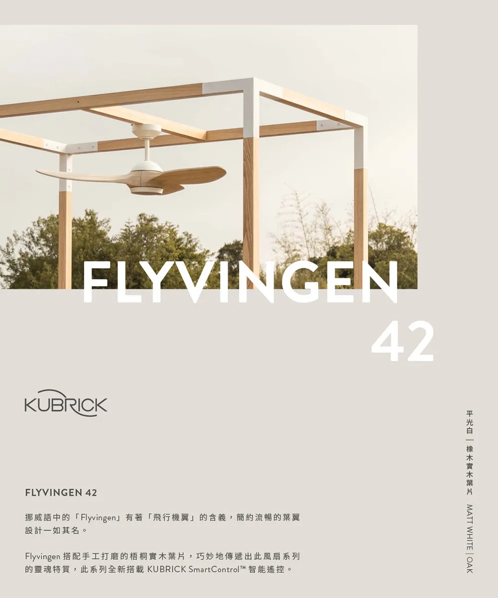 台灣製酷必客 42吋DC吊扇附 LED15W 三色變光 可APP智能控制 附遙控器 42HSA-L-W平光白 42HSA-L-B平光黑