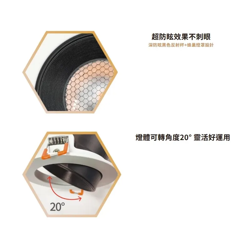 舞光 LED 5W/7W/12W 馬修蜂巢防眩崁燈 (D-5DOM5 D-7DOM7 D-9DOM12)