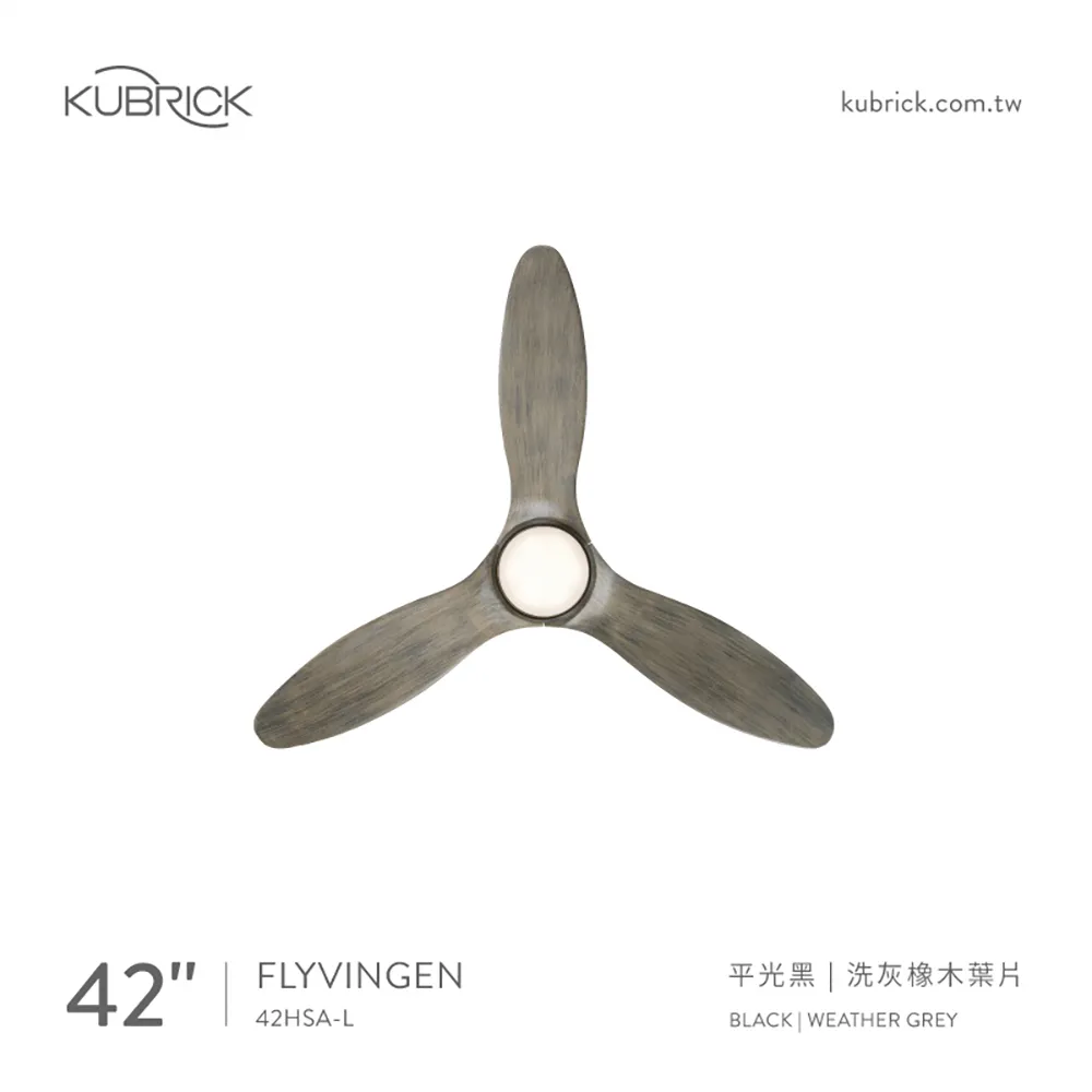 台灣製酷必客 42吋DC吊扇附 LED15W 三色變光 可APP智能控制 附遙控器 42HSA-L-W平光白 42HSA-L-B平光黑