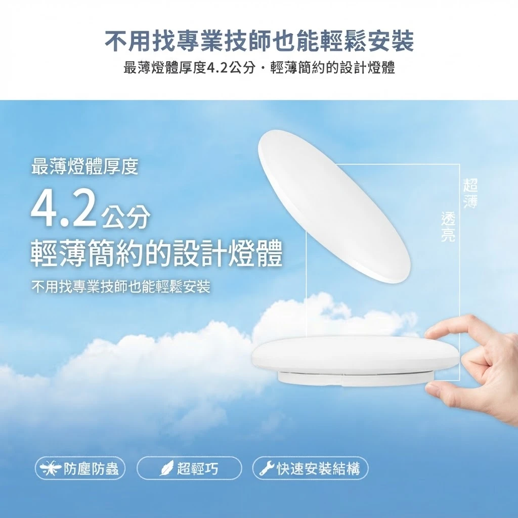 舞光雲朵 LED 12W 超薄型 單色 吸頂燈(白光D-CEN12DR2 自然光D-CEN12NR2 黃光D-CEN12WR2 )三種色溫可選